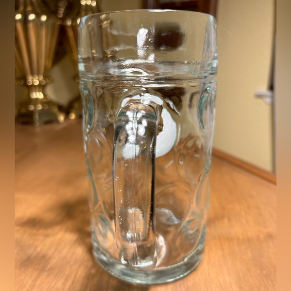 Paulaner Munchen Dimpled Clear Glass Beer Stein German Mug Large 1 Liter 32 Oz - Picture 3 of 9